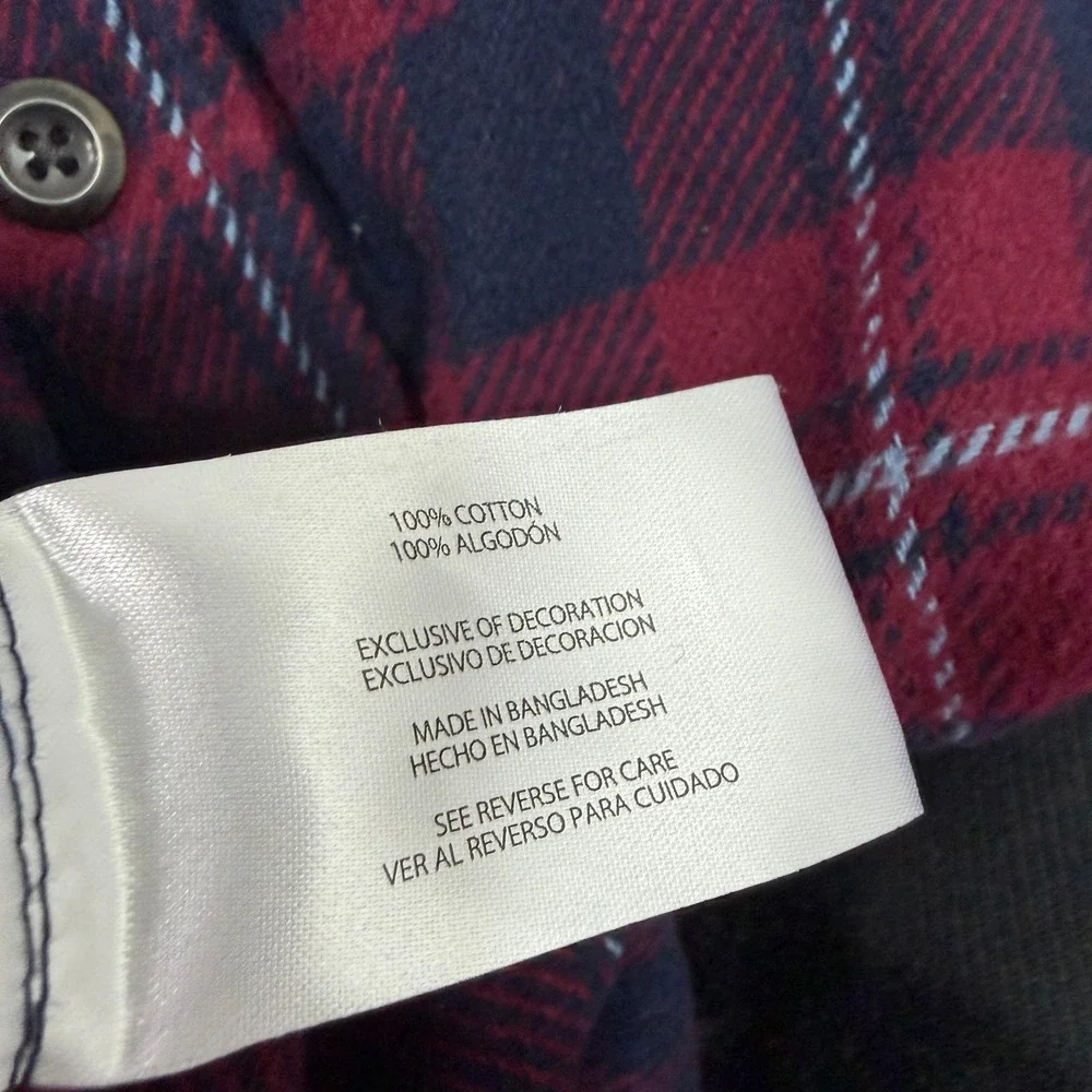 Orvis Shirt Medium Red Blue Plaid Flannel Fleece Lined Long Sleeve Button Up